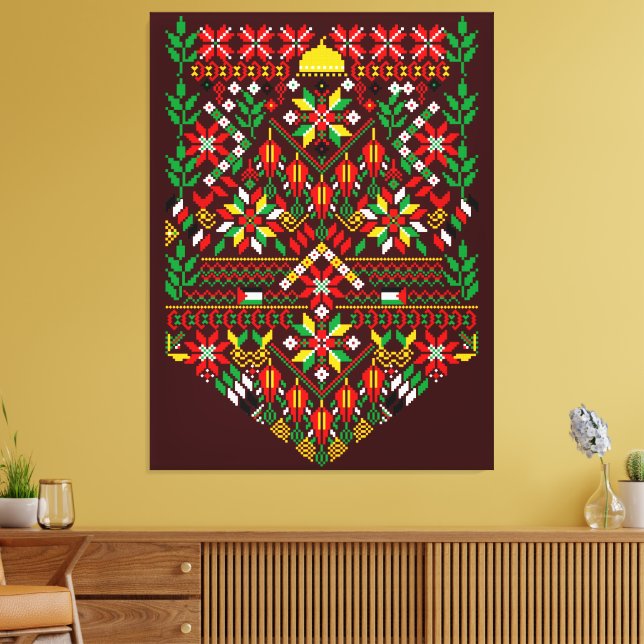 Palestine Tatreez Traditional Embrodery Canvas Print (Insitu(LivingRoom))