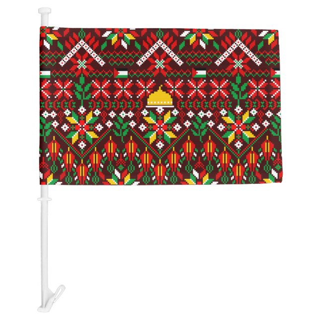 Palestine Tatreez Traditional Embrodery Car Flag (Front)