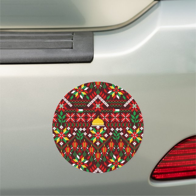 Palestine Tatreez Traditional Embrodery Car Magnet (In Situ)