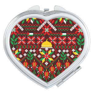 Palestine Tatreez Traditional Embrodery Compact Mirror