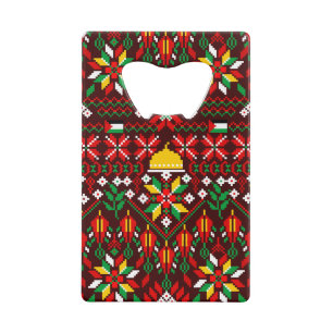 Palestine Tatreez Traditional Embrodery Credit Card Bottle Opener