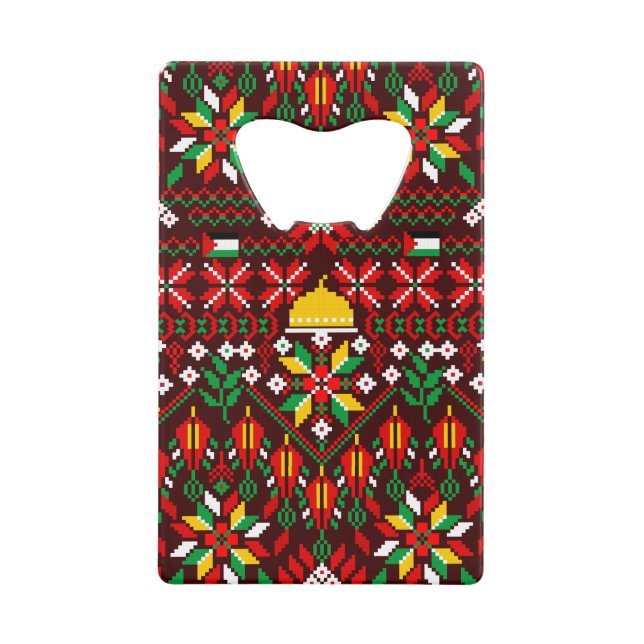 Palestine Tatreez Traditional Embrodery Credit Card Bottle Opener (Front)