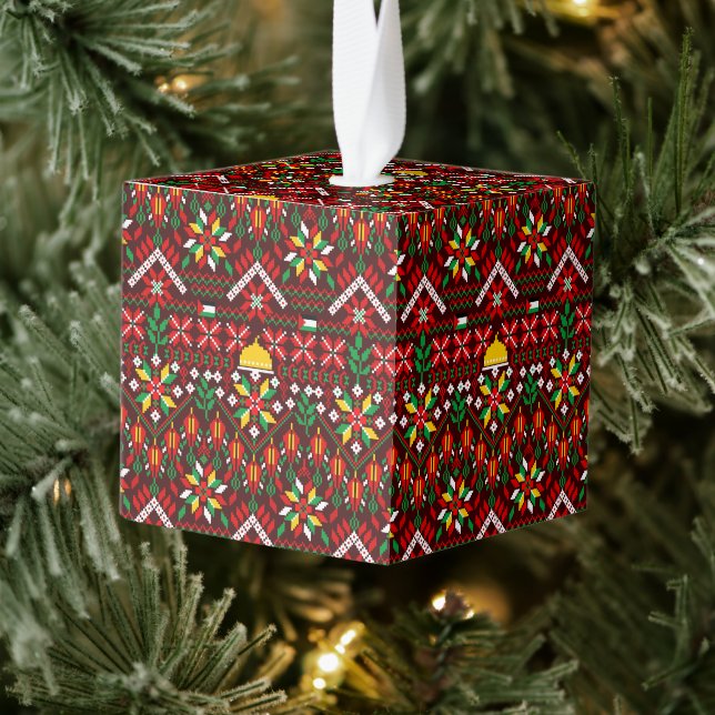 Palestine Tatreez Traditional Embrodery Cube Ornament (Tree)