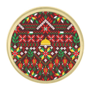 Palestine Tatreez Traditional Embrodery Gold Finish Lapel Pin