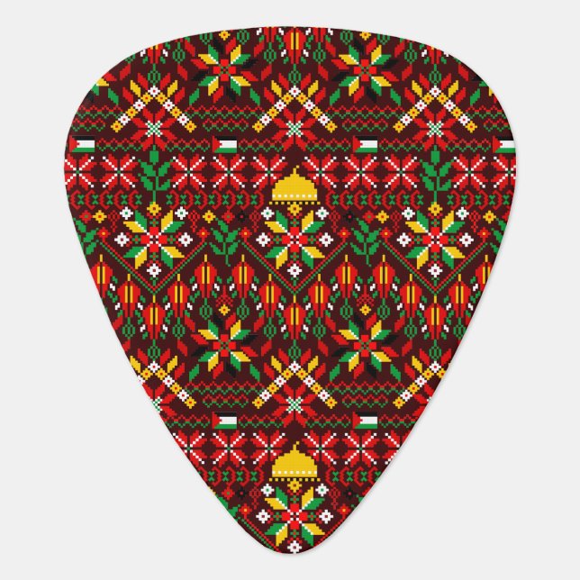 Palestine Tatreez Traditional Embrodery Guitar Pick (Front)