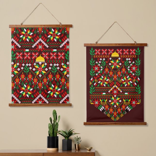 Palestine Tatreez Traditional Embrodery Hanging Tapestry (Asymmetrical)