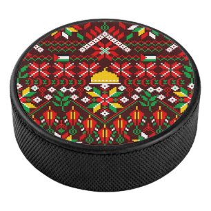 Palestine Tatreez Traditional Embrodery Hockey Puck