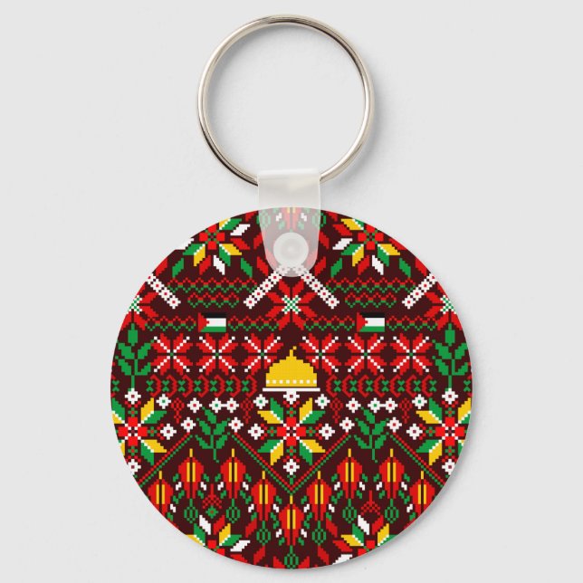 Palestine Tatreez Traditional Embrodery Keychain (Front)
