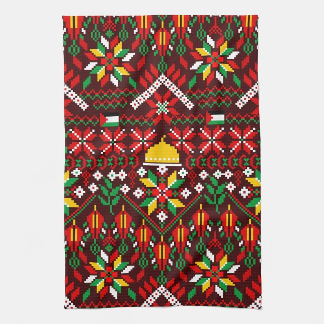 Palestine Tatreez Traditional Embrodery Kitchen Towel (Vertical)