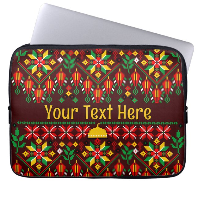 Palestine Tatreez Traditional Embrodery Laptop Sleeve (Front)