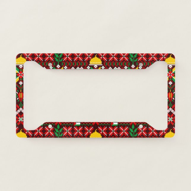 Palestine Tatreez Traditional Embrodery License Plate Frame (Front)