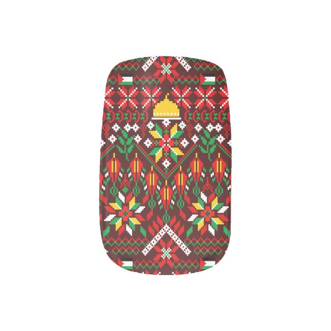 Palestine Tatreez Traditional Embrodery Minx Nail Art (Right Thumb)
