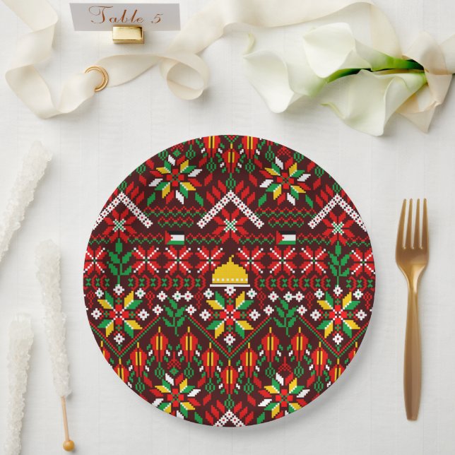 Palestine Tatreez Traditional Embrodery Paper Plates (Wedding)