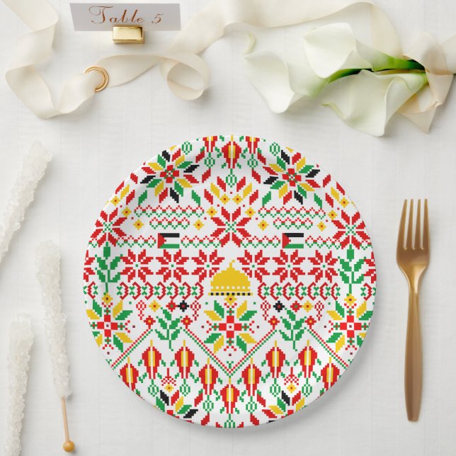 Palestine Tatreez Traditional Embrodery Paper Plates (Wedding)