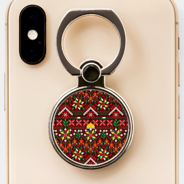 Palestine Tatreez Traditional Embrodery Phone Ring Stand (Close Up)