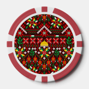 Palestine Tatreez Traditional Embrodery Poker Chips