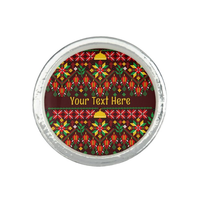 Palestine Tatreez Traditional Embrodery Ring (Front)