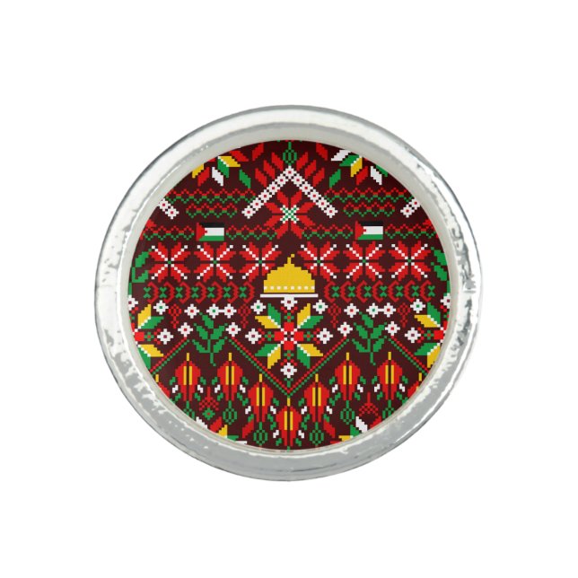 Palestine Tatreez Traditional Embrodery Ring (Front)