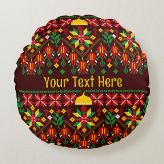 Palestine Tatreez Traditional Embrodery Round Pillow