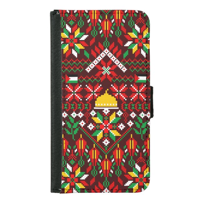 Palestine Tatreez Traditional Embrodery Samsung Galaxy Wallet Case (Front)