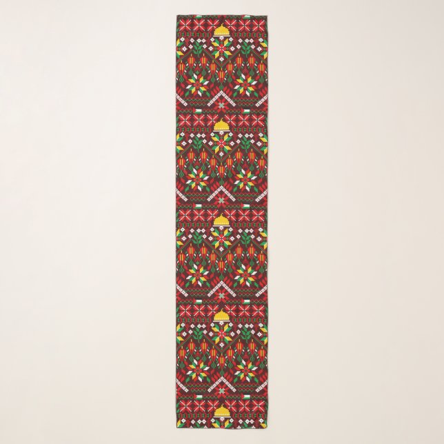 Palestine Tatreez Traditional Embrodery Scarf (Front)