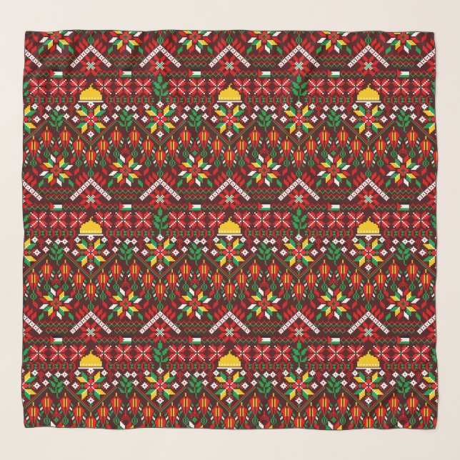 Palestine Tatreez Traditional Embrodery Scarf (Front)
