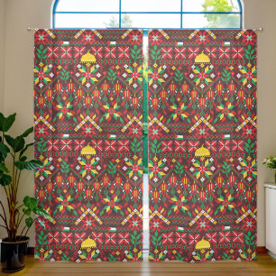 Palestine Tatreez Traditional Embrodery Sheer Curt Curtains