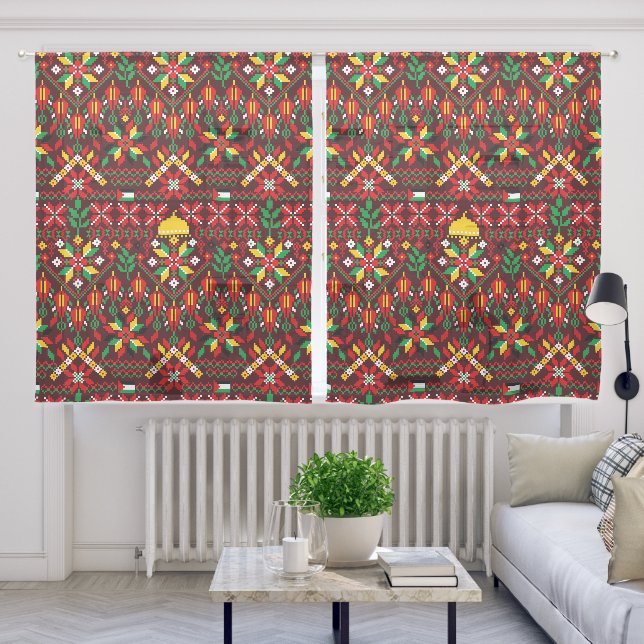 Palestine Tatreez Traditional Embrodery Sheer Curtains (Living Room)