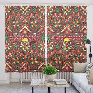 Palestine Tatreez Traditional Embrodery Sheer Curtains