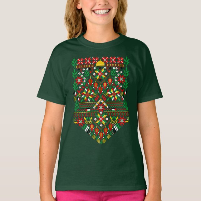 Palestine Tatreez Traditional Embrodery T-Shirt (Front)