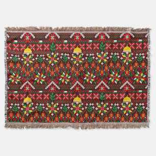 Palestine Tatreez Traditional Embrodery Throw Blanket