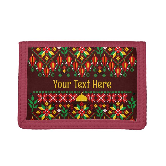 Palestine Tatreez Traditional Embrodery Trifold Wallet (Front)