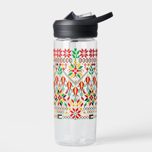 Palestine Tatreez Traditional Embrodery Water Bottle (Left)