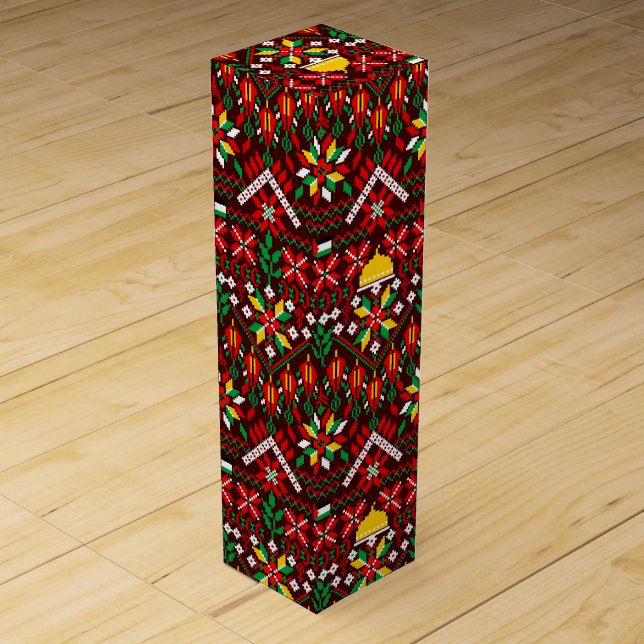 Palestine Tatreez Traditional Embrodery Wine Box (Front)
