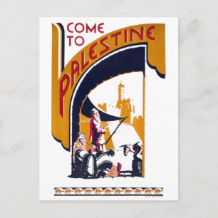Palestine Vintage Travel Poster Restored Postcard