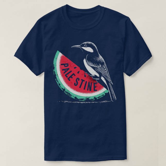 Palestine Watermelon and Sunbird T-Shirt (Design Front)