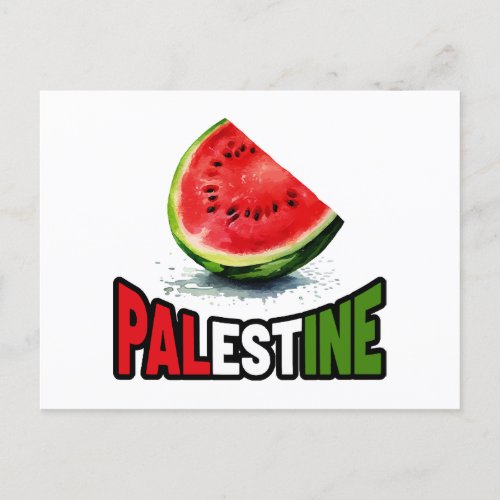 Palestine Watermelon _ Bold Type Palestine Flag Co Postcard