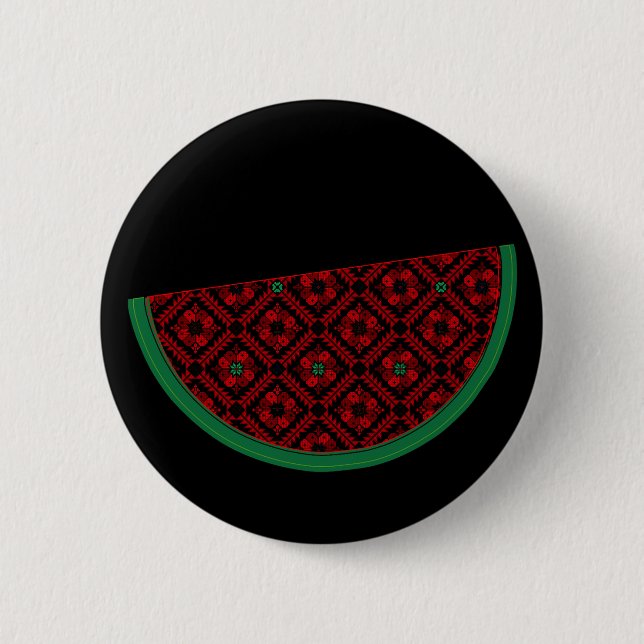 Palestine watermelon Embroidery red tatreez  Button (Front)