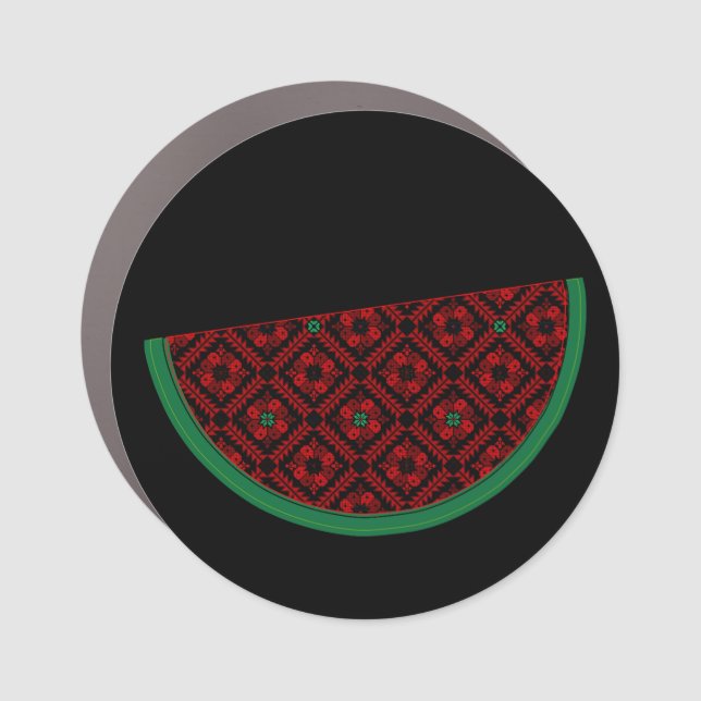 Palestine watermelon Embroidery red tatreez  Car Magnet (Front)
