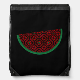 Palestine watermelon Embroidery red tatreez  Drawstring Bag