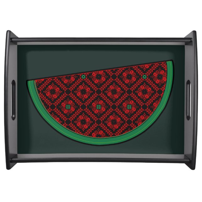 Palestine watermelon Embroidery red tatreez  Serving Tray (Front)