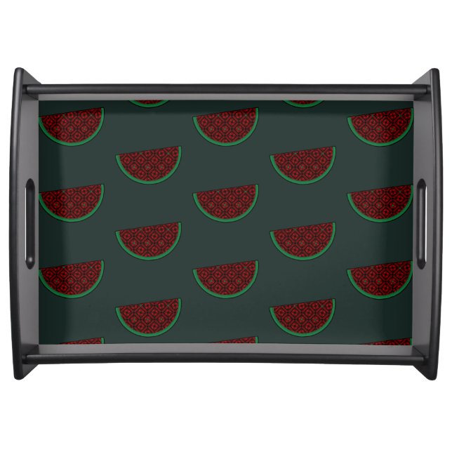 Palestine watermelon Embroidery red tatreez  Serving Tray (Front)