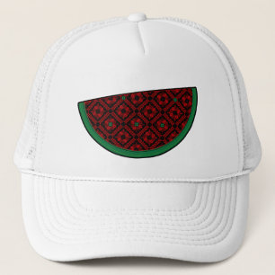 Palestine watermelon Embroidery red tatreez Trucker Hat