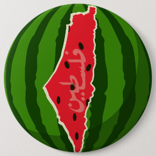 Palestine Watermelon Flag Map. Free Palestinians. Button