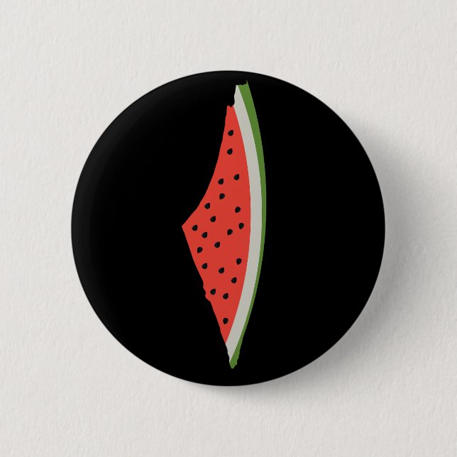 Palestine Watermelon Flag Map. Free Palestinians. Button (Front)