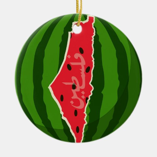 Palestine Watermelon Flag Map Free Palestinians Ceramic Ornament