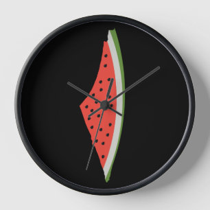 Palestine Watermelon Flag Map. Free Palestinians. Clock