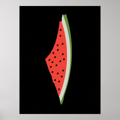 Palestine Watermelon Flag Map Free Palestinians Poster