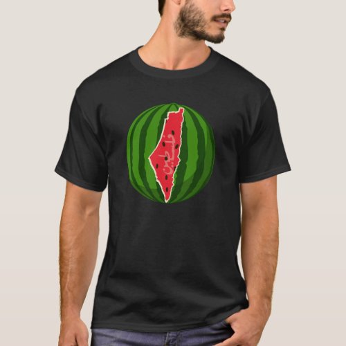 Palestine Watermelon Flag Map Free Palestinians  T_Shirt