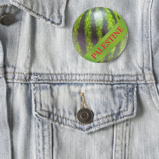 Palestine watermelon green red gaza button (Creator Uploaded)
